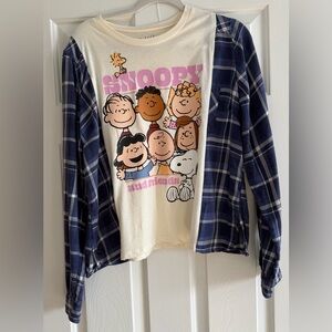 SNOOPY AND FRIENDS UPCYCLED Flannel Top
